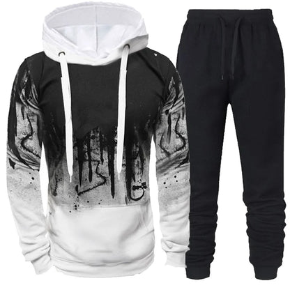 Tute sportive da uomo di tendenza autunno/inverno, felpa con cappuccio mimetica + pantaloni, set di 2 pezzi, abbigliamento sportivo con stampa 3D, tute da jogging.