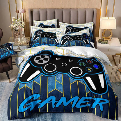 Set di biancheria da letto per gamer per ragazzi, set copripiumino per videogiochi, copripiumino matrimoniale, set letto con design PlayStation per ragazzi e ragazze.