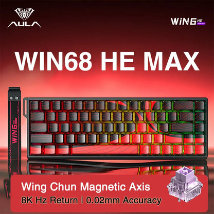 Tastiera da gioco personalizzata AULA WIN60 WIN68 HE Esports con switch magnetici, trigger rapido, 8K di ritorno, RGB, hot-swap, 60% e 68%.