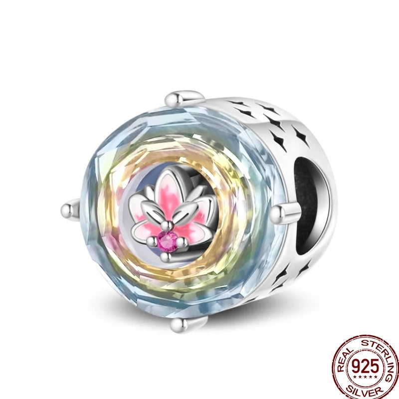 Squisito elemento a stella cava rotonda in argento sterling 925 a forma di fiore, adatto per braccialetti originali fai da te da 3 mm in argento 925