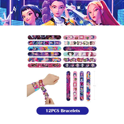 Kpop Demon Hunter Birthday Decoration Set Kpop Girl Cup Pate Happy Balloon Happy Banner Gift Bags Supplies for Kids Party Favors