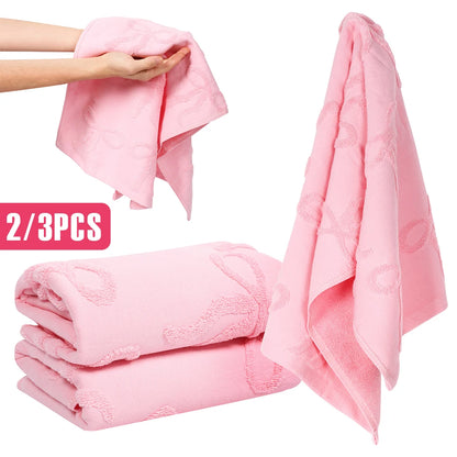 Set di 2/3 asciugamani da bagno in cotone con motivo a fiocco 3D, asciugamano per il viso, asciugamano assorbente con fiocco in rilievo, asciugamano per le mani per cucina, bagno e camera degli ospiti.