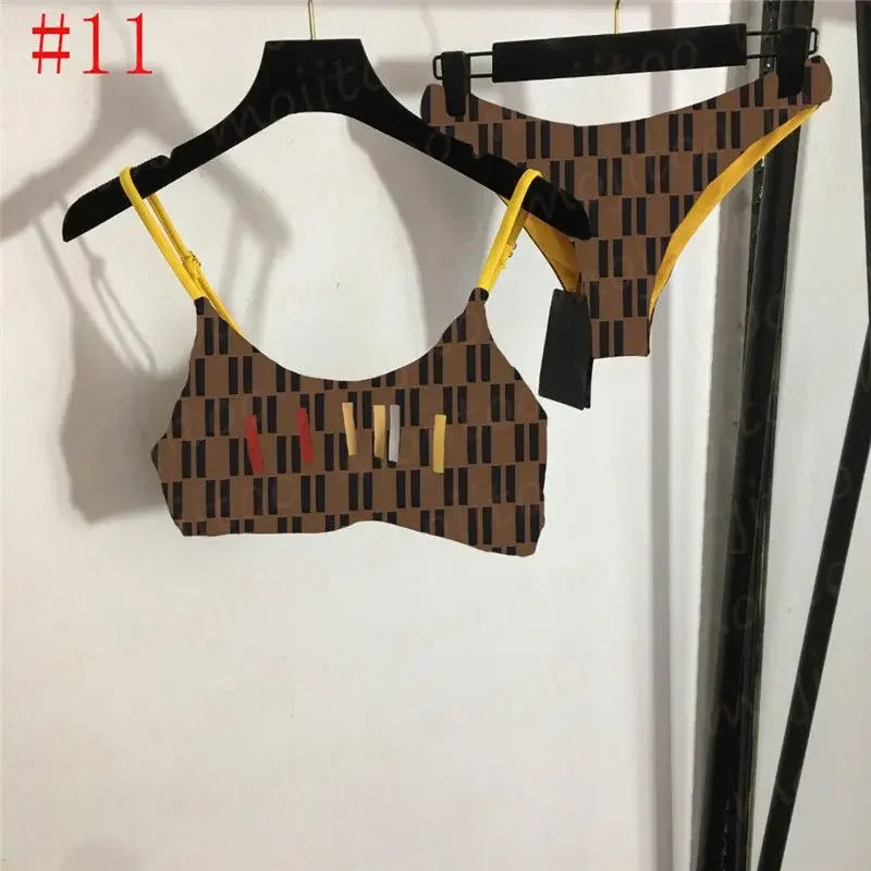 The 2025 high-waisted bikini letter print swimsuit is the latest V-neck swimsuit for women in summer