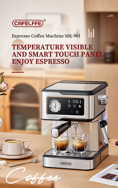 Macchina per caffè espresso Cafelffe 20 bar, macchina per cappuccino con montalatte e lancia vapore, macchina per caffè, regalo Cafetera semi-automatica