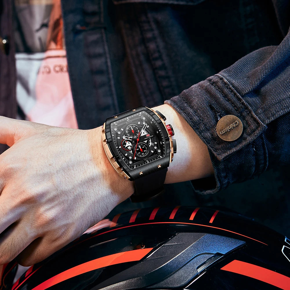 Orologio sportivo da uomo di lusso impermeabile al quarzo con cinturino in silicone, orologio da polso alla moda Relogio Masculino 0399G