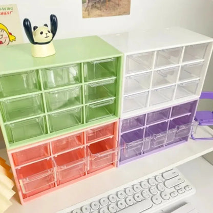 New Transparent 9 Grid Storage Boxes Small Drawer Wall-mounted 9 Grid Organizer Drawers Boxes Small Drawer Partitioned Desktop