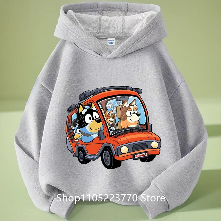 Felpa con cappuccio Bluey per bambini dai 4 ai 14 anni, autunno/inverno, calda e accogliente, con stampa di cartoni animati e anime, ideale per maschietti e femminucce.