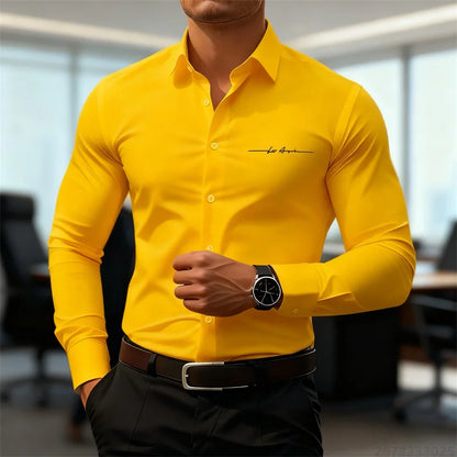 Camicie casual da uomo a maniche lunghe in tinta unita, vestibilità slim, abbigliamento formale senza stiratura, camicie personalizzate stampate in 3D, XS-6XL