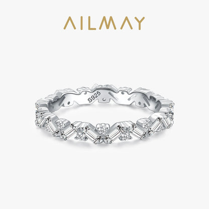 Anelli da donna Ailmay in autentico argento sterling 925 con zirconi cubici, classici e di lusso, perfetti per matrimoni e occasioni speciali.