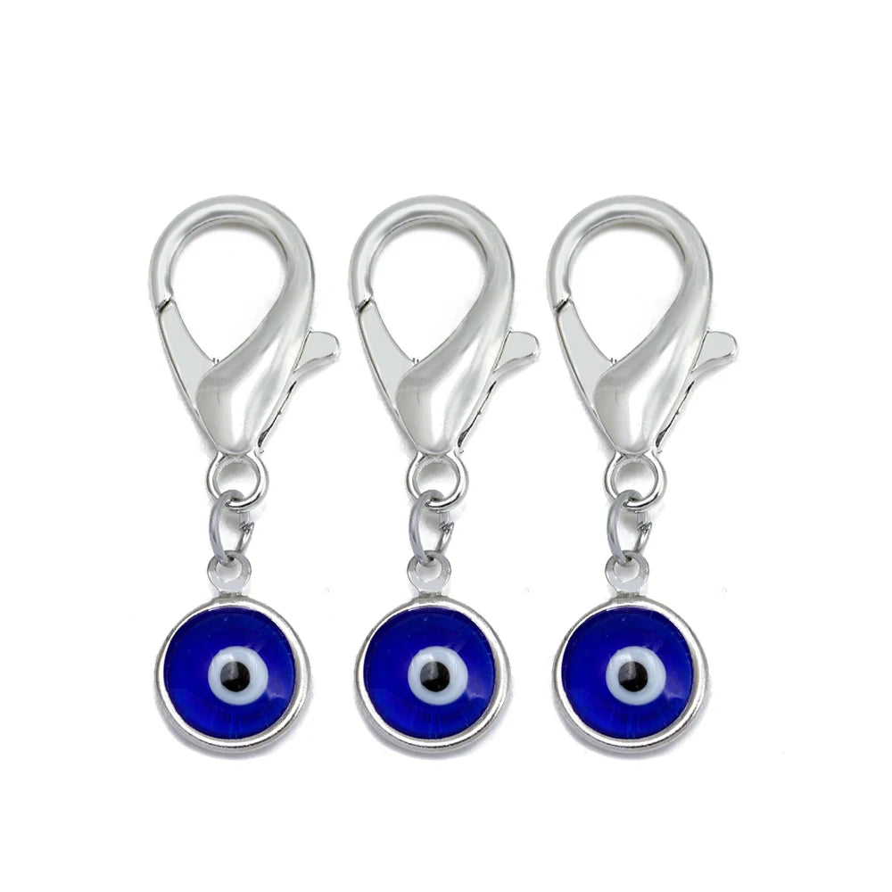 Set di 3 portachiavi Lucky Eye Turkish Evil Eye in lega, portachiavi rotondo Fatima, portachiavi per borsa e auto, pulsaras bijoux צמידים