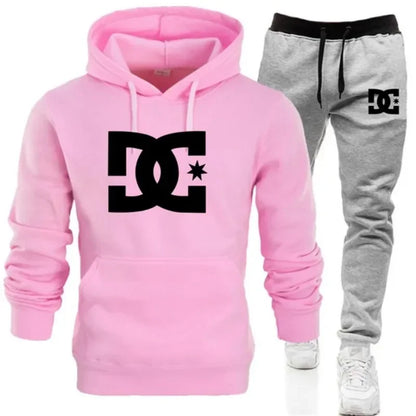 Completo da uomo autunno/inverno 2025 composto da felpa con cappuccio e pantaloni casual, set due pezzi per corsa e fitness all'aperto, ideale per l'autunno/inverno.
