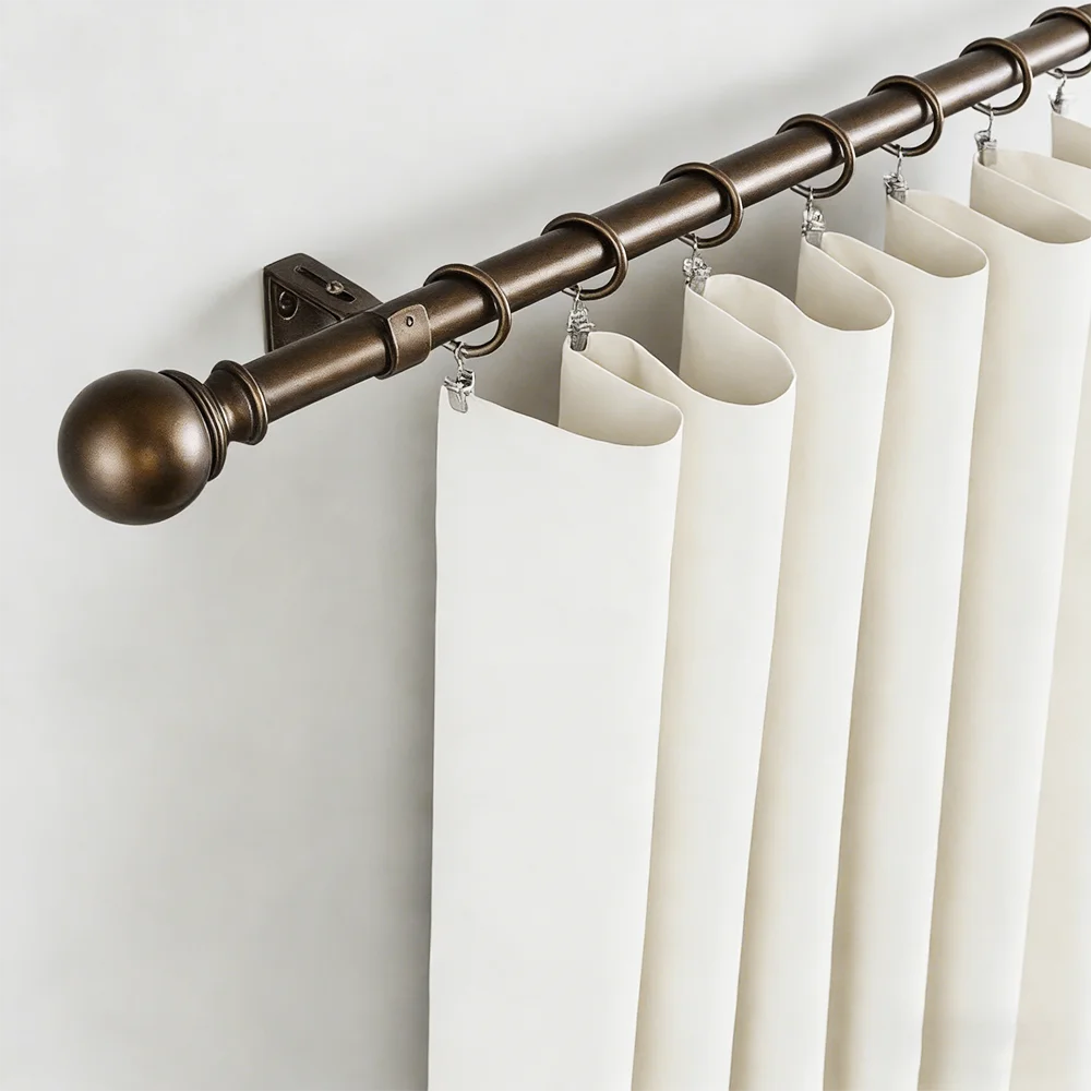 Adjustable Metal Curtain Rod Telescopic Poles with Bracket 70-120cm/120-210cm/160-300cm Multiple Colors