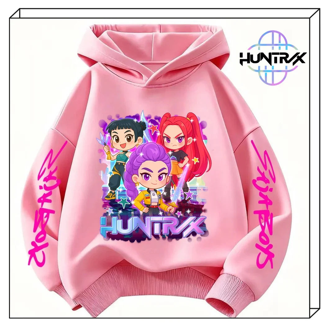 Felpa con cappuccio KPop Demon Hunters per bambini dai 3 ai 14 anni, con grafica Derpy, calda felpa autunnale