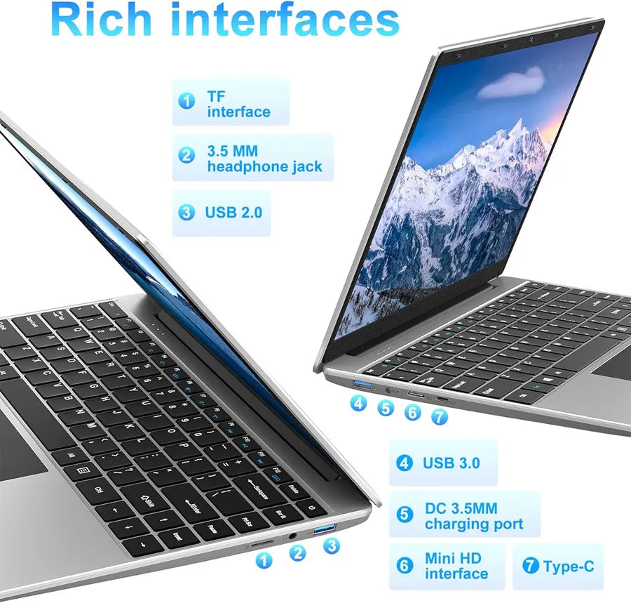 Computer portatile EZbook S5 da 14 pollici con Windows 10, 12 GB di RAM LPDDR4, 256 GB di ROM SSD, schermo Full HD 1080p, processore J4105 e Celeron quad-core.