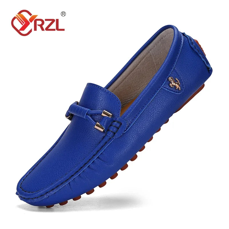 Mocassini YRZL da uomo, scarpe casual in pelle, mocassini traspiranti slip-on, colore rosso vino, taglia grande 48, scarpe da guida da uomo