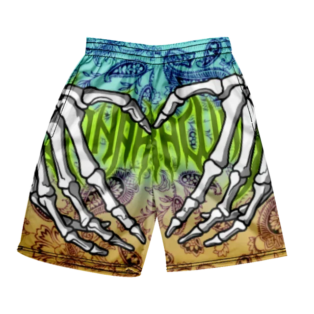 Pantaloncini da spiaggia classici estivi 2024 con teschio, nuovi modelli alla moda con stampa di mano scheletrica, pantaloncini da palestra per uomo e donna, ad asciugatura rapida, pantaloncini da ghiaccio.