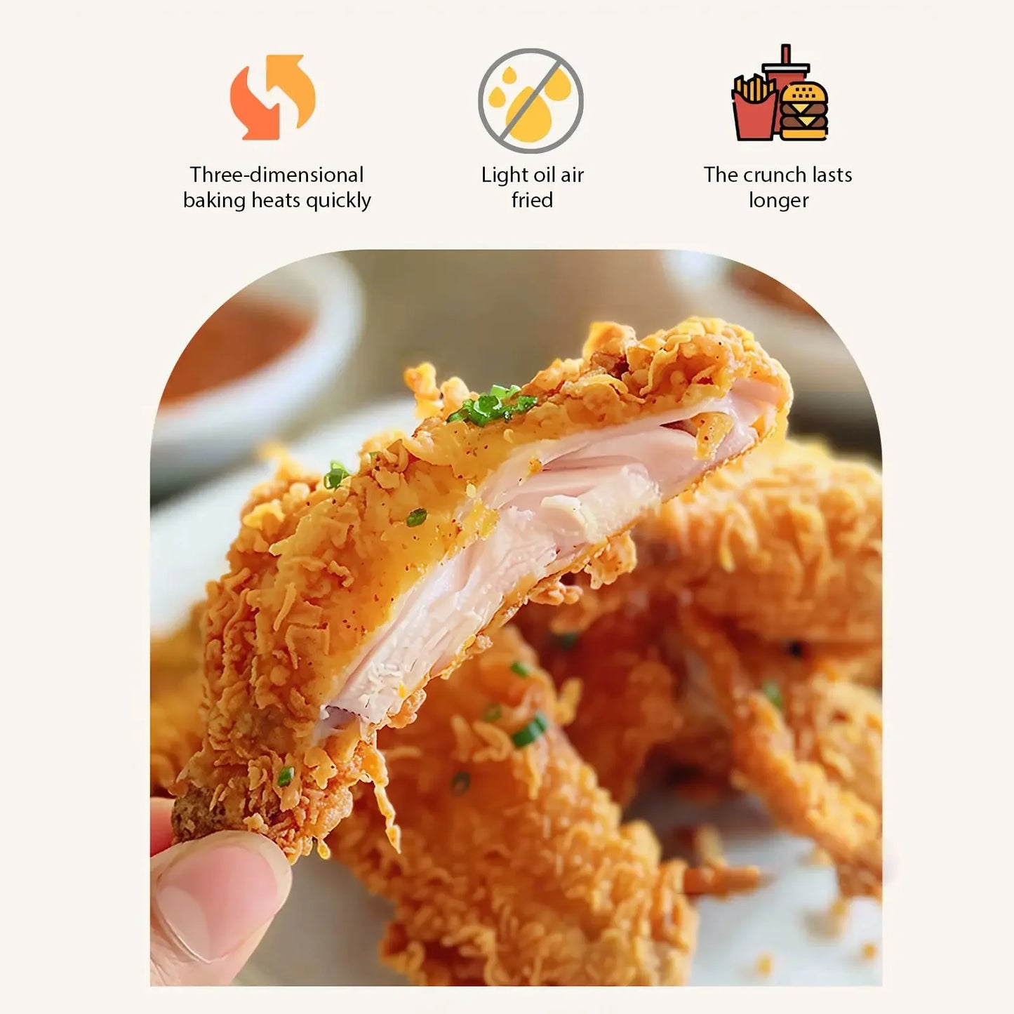 Friggitrice ad aria elettrica ad alta capacità visibile in acciaio inossidabile da 8 litri, forno ad aria multifunzione, touch screen a LED, alta temperatura a 210 °