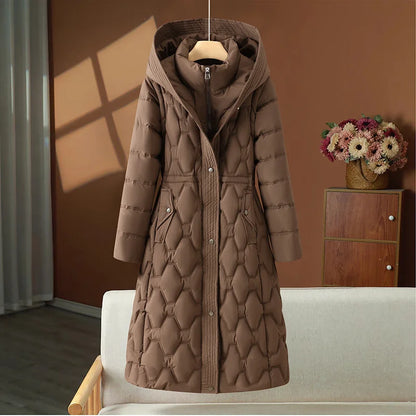 2025 Fashion Winter Long Parkas Women's Down Cotton-padded Jacket Detachable-sleeve Coats Thicken Warm Overcoat Hooded Outerwear