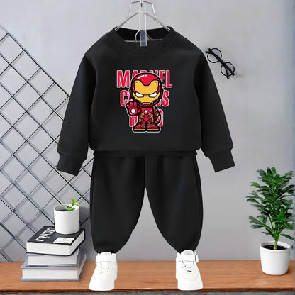 Completo per bambini Marvel Primavera/Autunno: felpa e pantaloni della tuta con stampa di Capitan America, set casual con cappuccio per bambini (2 pezzi).