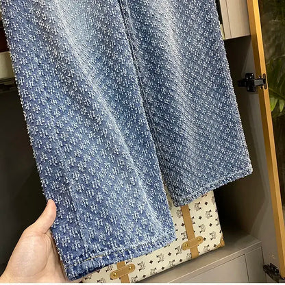 Jeans da donna primavera estate, jeans a gamba dritta, nuovo design Sense per donna, vestibilità ampia, vita alta, gamba larga