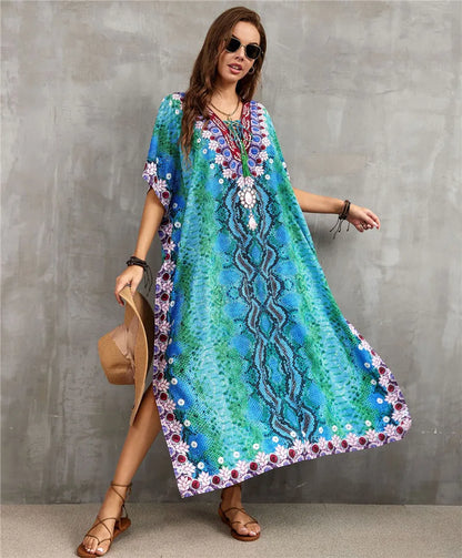 Women's Clothing Kaftan Dresses for Women Plus Size Bathing Suit Cover up Caftan Maxi Beach Dresses