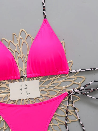 Bikini sexy leopardato da uomo, costume da bagno 2026, bikini micro tanga con laccetti all'americana, set di costumi da bagno femminili per donna, costume da bagno