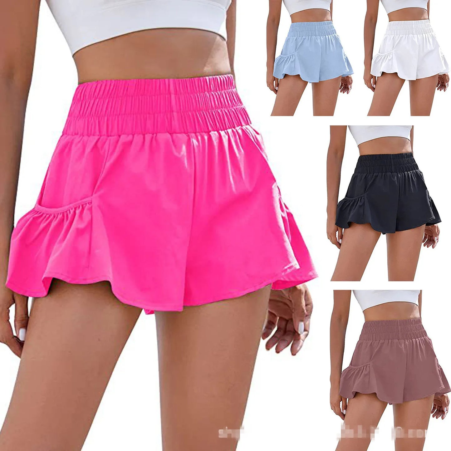 I nuovissimi pantaloni estivi da donna, shorts a vita alta ad asciugatura rapida per fitness e corsa. Con tasca