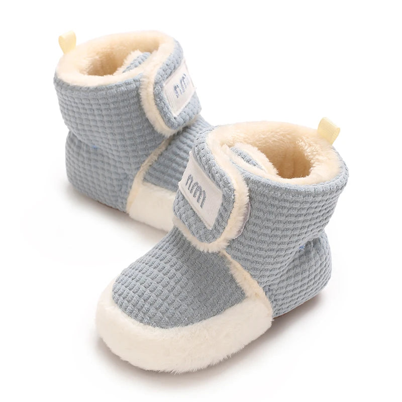 Scarpine invernali per neonati 0-1 anno, modello Color Blocking, stivali alla moda per bambini e bambine, in cotone, con suola morbida antiscivolo, calde, primi passi per neonati e bambini piccoli.