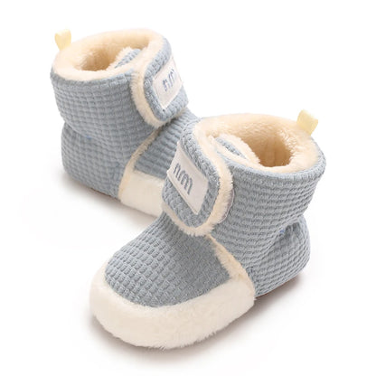 Scarpine invernali per neonati 0-1 anno, modello Color Blocking, stivali alla moda per bambini e bambine, in cotone, con suola morbida antiscivolo, calde, primi passi per neonati e bambini piccoli.