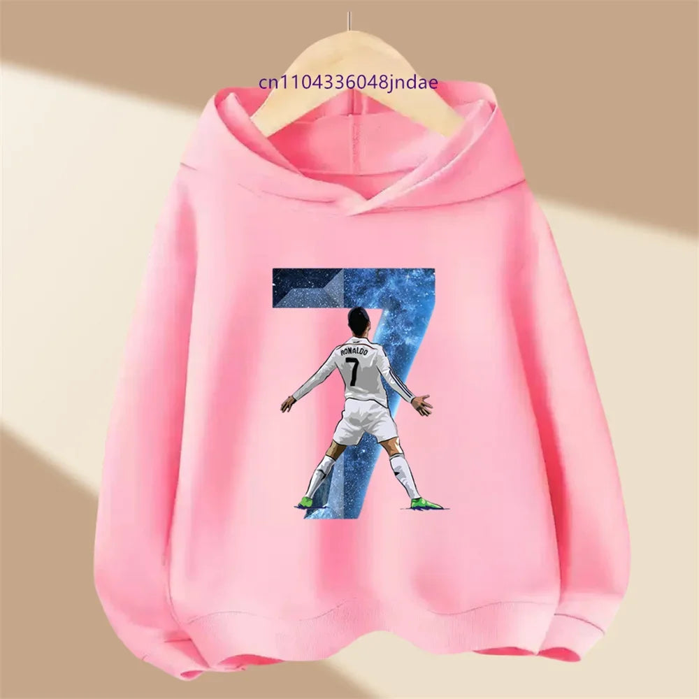 Abbigliamento per bambini di marca, felpa casual per bambini, felpa sportiva per primavera e autunno per ragazzi e ragazze, pullover con stampa Ronaldo