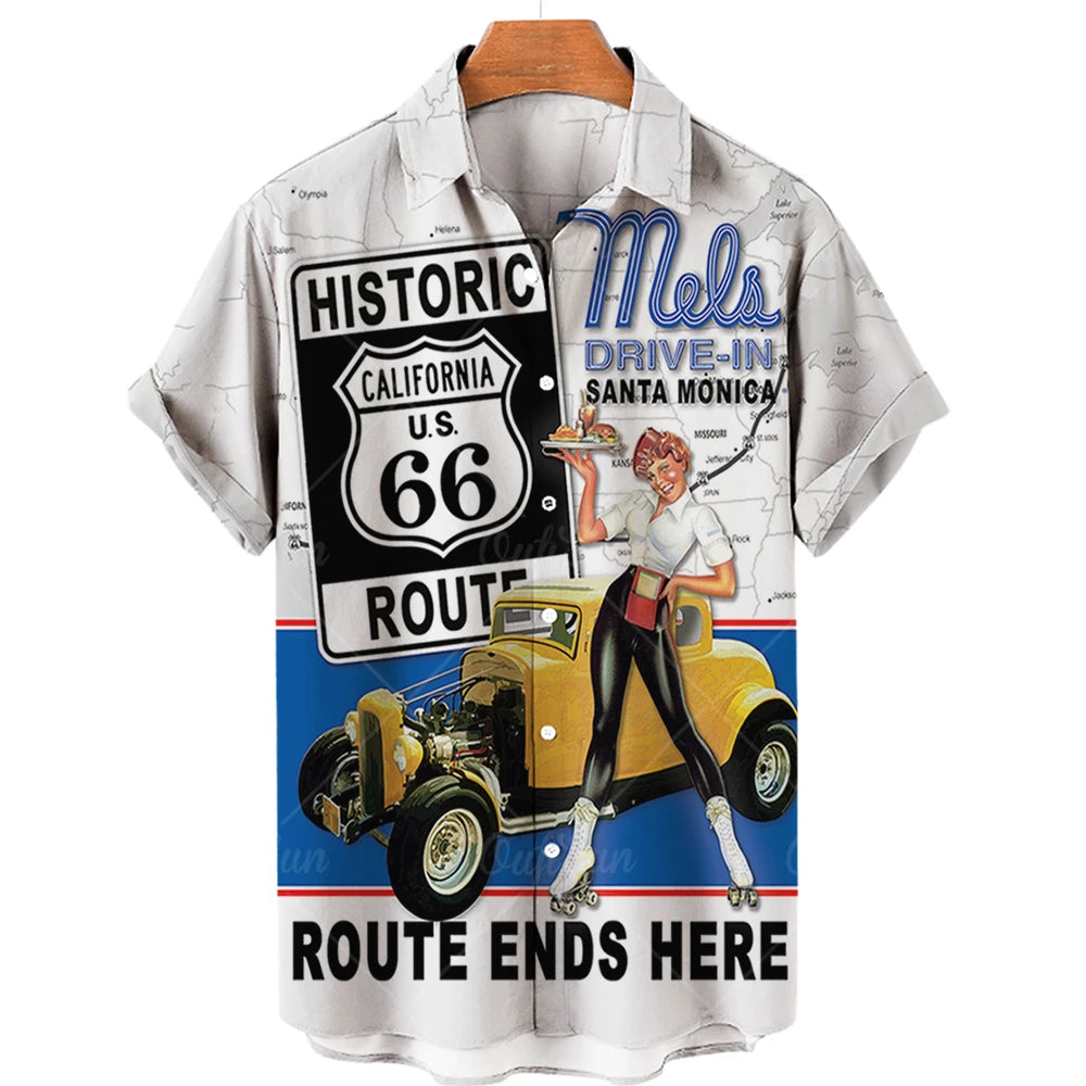 Maglietta da uomo Route 66 Biker 3D per ragazze motocicliste Maglietta Route 66 per uomo Maglietta oversize a maniche corte americana da uomo Maglietta da viaggio
