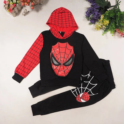 Costume da supereroe dei cartoni animati per bambini, set di abbigliamento per neonato, cappotto primaverile, pantaloni, completo da 2 pezzi per bambina con felpa con cappuccio e pantaloni.