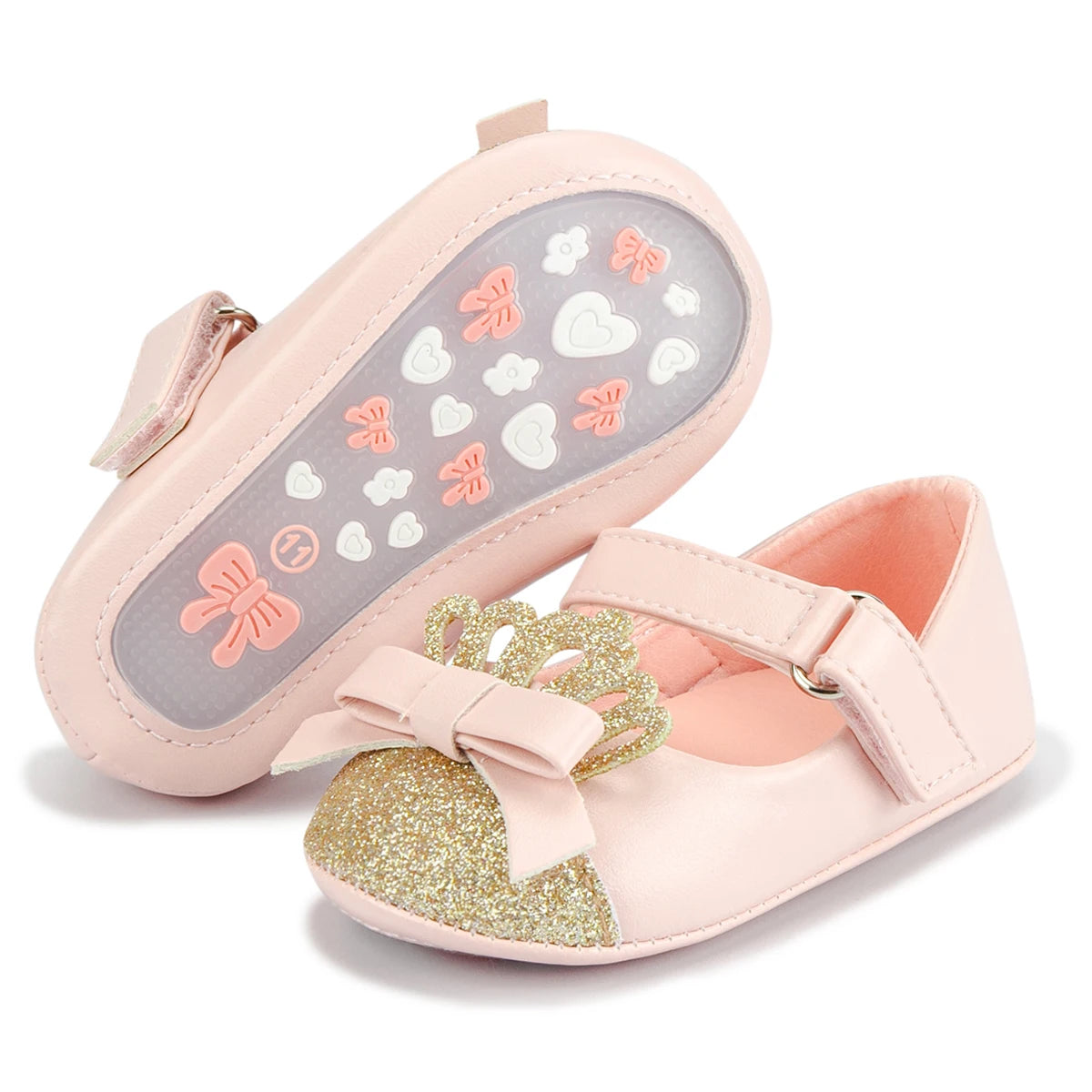 Scarpe da bambina KIDSUN con grazioso fiocco, scarpe da principessa con suola morbida in gomma antiscivolo, scarpe da culla per neonata, modello Mary Jane
