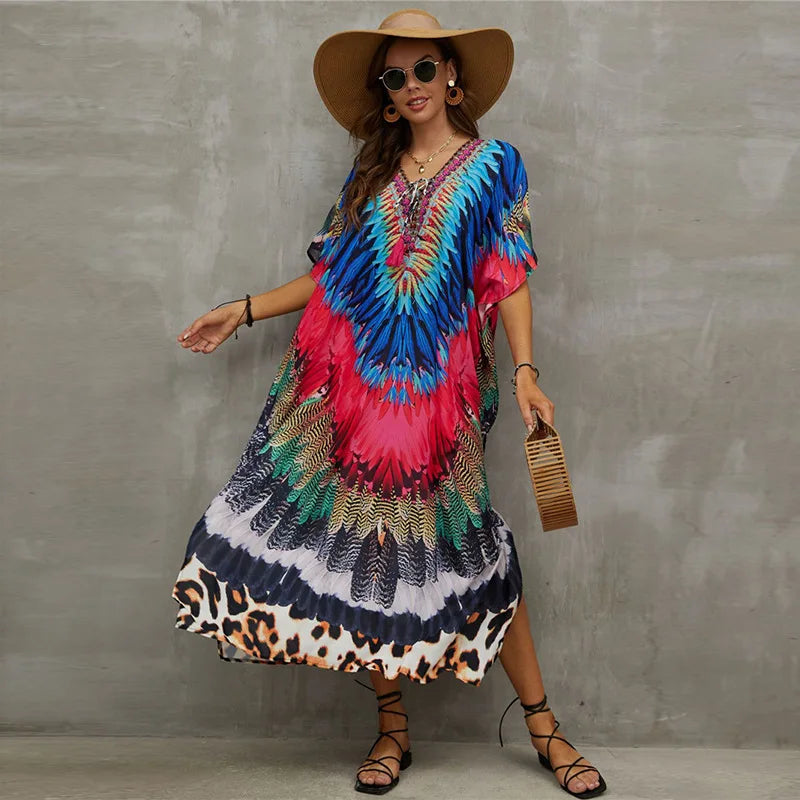 Women's Clothing Kaftan Dresses for Women Plus Size Bathing Suit Cover up Caftan Maxi Beach Dresses