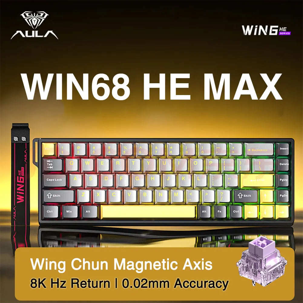 Tastiera da gioco personalizzata AULA WIN60 WIN68 HE Esports con switch magnetici, trigger rapido, 8K di ritorno, RGB, hot-swap, 60% e 68%.