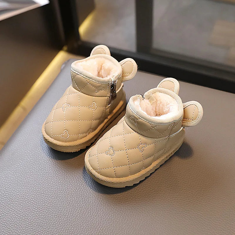 Promozione Stivali invernali 2025 manica Nuovi stivali da neve caldi per bambini Scarpe in cotone con paillettes Stivali da bambino extra in pile per studenti