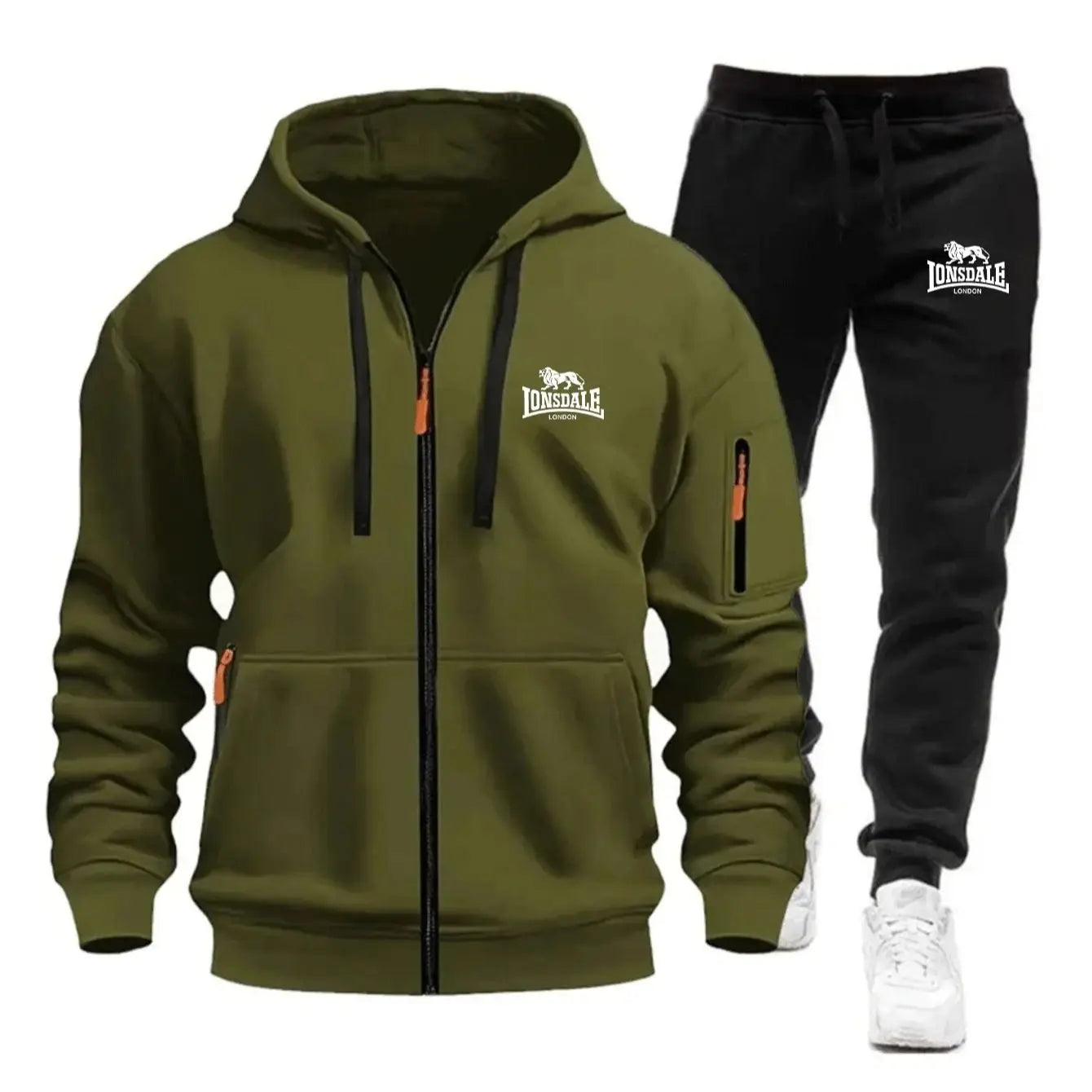 2026 New Brand Men's Winter American-Style Heavy Fleece Zip-Up Hoodie Warm Casual Sports Loose Workwear Trendy Set