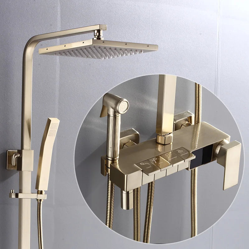 Piano Digital Display Thermostatic Bathroom Shower Set Hot Cold Brass Bathroom Faucets Accessories Digital Piano Shower System