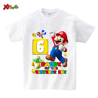 Magliette di compleanno per la famiglia, abbinate per il 6° compleanno del bambino, abbigliamento per bambini, maglietta per neonato, abbigliamento per bambini di 6 anni, completi per il 7° e il 5° compleanno.