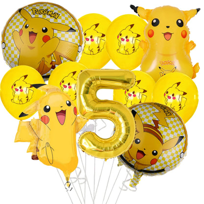 Pikachu Pokemon Balloon 1-9th Birthday Party Decoration Pokemon Squirtle Party aluminum Balloon Baby Shower Pikachu Party Favors