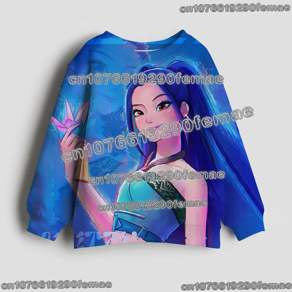 Maglione per bambini con motivo KPOP Demon Hunter Huntrix 2026, maniche lunghe, alla moda, casual, per primavera e autunno.