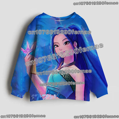 Maglione per bambini con motivo KPOP Demon Hunter Huntrix 2026, maniche lunghe, alla moda, casual, per primavera e autunno.
