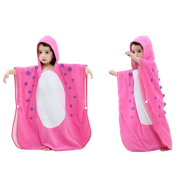 Asciugamano da bagno per neonati con cappuccio a forma di dinosauro dei cartoni animati MICHLEY, asciugamano da spiaggia in cotone, accappatoio morbido per neonati, unisex per bambini e bambine.