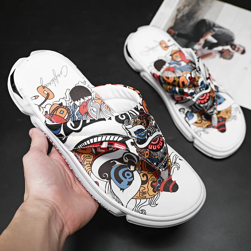 Pantofole da uomo alla moda per interni ed esterni, stile strada, spiaggia, stile coppia, infradito antiscivolo, morbide, leggere, estive, casual.