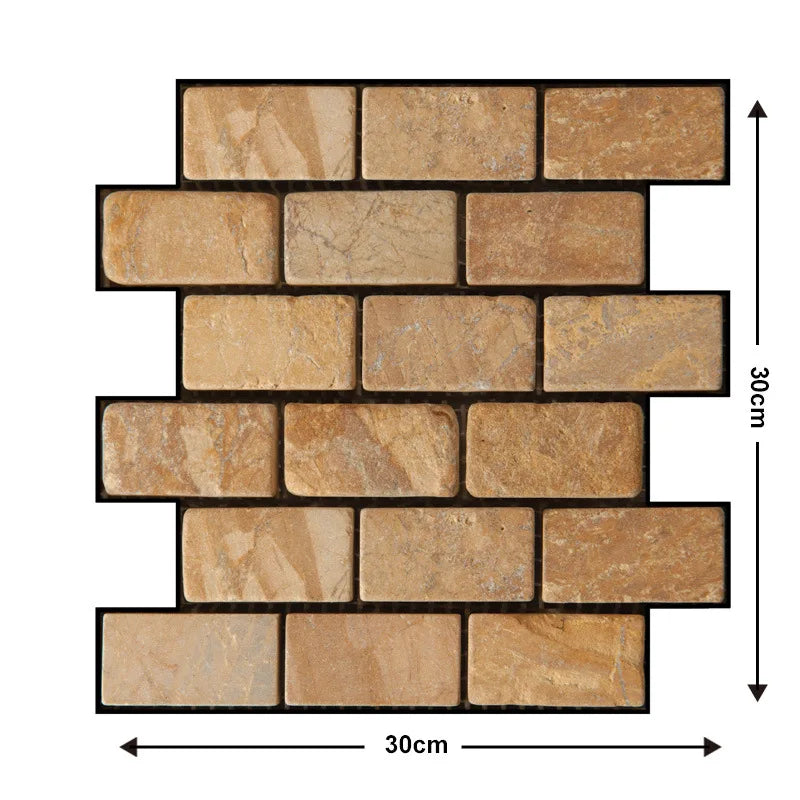5/10pcs Self Adhesive Waterproof 3D Wall Panels, Brick Wallpaper, Retro Sticker for Bathroom, Fireplace decorative wall stickers