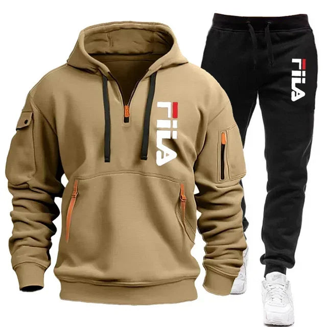 Two sets of 2025 new fashionable men's sportswear, a zippered hooded sweatshirt and sweatpants, for casual fitness and jogging