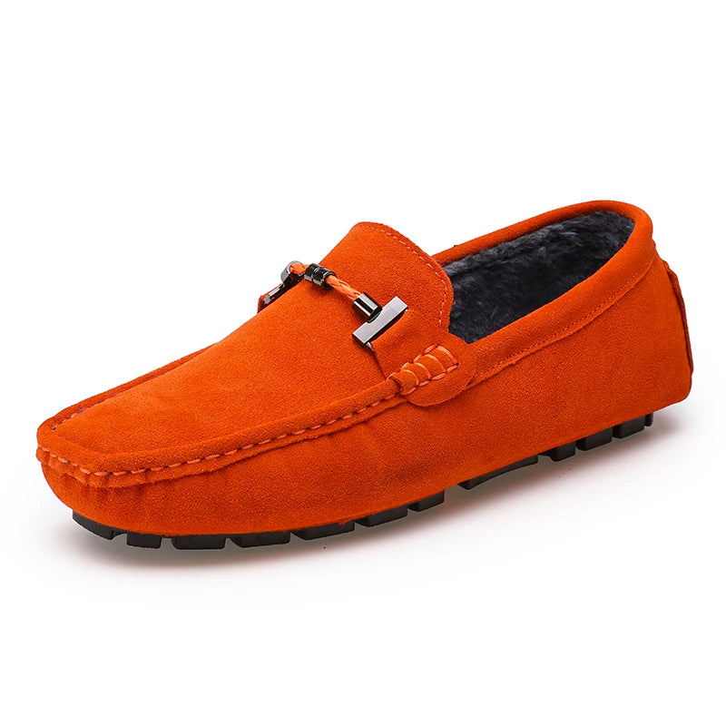 Mocassini da uomo, scarpe casual slip-on, mocassini da uomo in pelliccia, scarpe invernali calde da uomo, mocassini in vera pelle scamosciata di vacchetta, scarpe basse di lusso