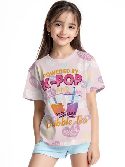 Magliette per bambini con stampa grafica di cartoni animati Kpop, regalo divertente per i fan, magliette Harajuku, top estivi a maniche corte, abbigliamento per bambini
