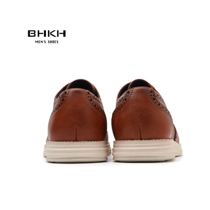 BHKH 2025 Autunno Scarpe eleganti da uomo in vera pelle, alla moda, con lacci, casual, scarpe eleganti da lavoro/ufficio, leggere