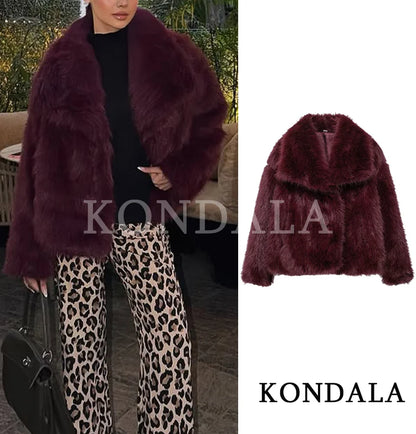 Giacca vintage in pelliccia da donna, cappotto caldo casual ampio per autunno/inverno, cappotto alla moda con revers in pelliccia sintetica, cappotto elegante da donna 2026.